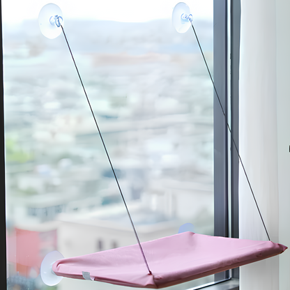 Hamaca para Gatos con Ventosas para Ventanas y Balcones_rosa