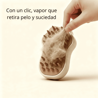 Cepillo de Vapor 3 en 1 para Gatos – Desenreda, Limpia y Masajea