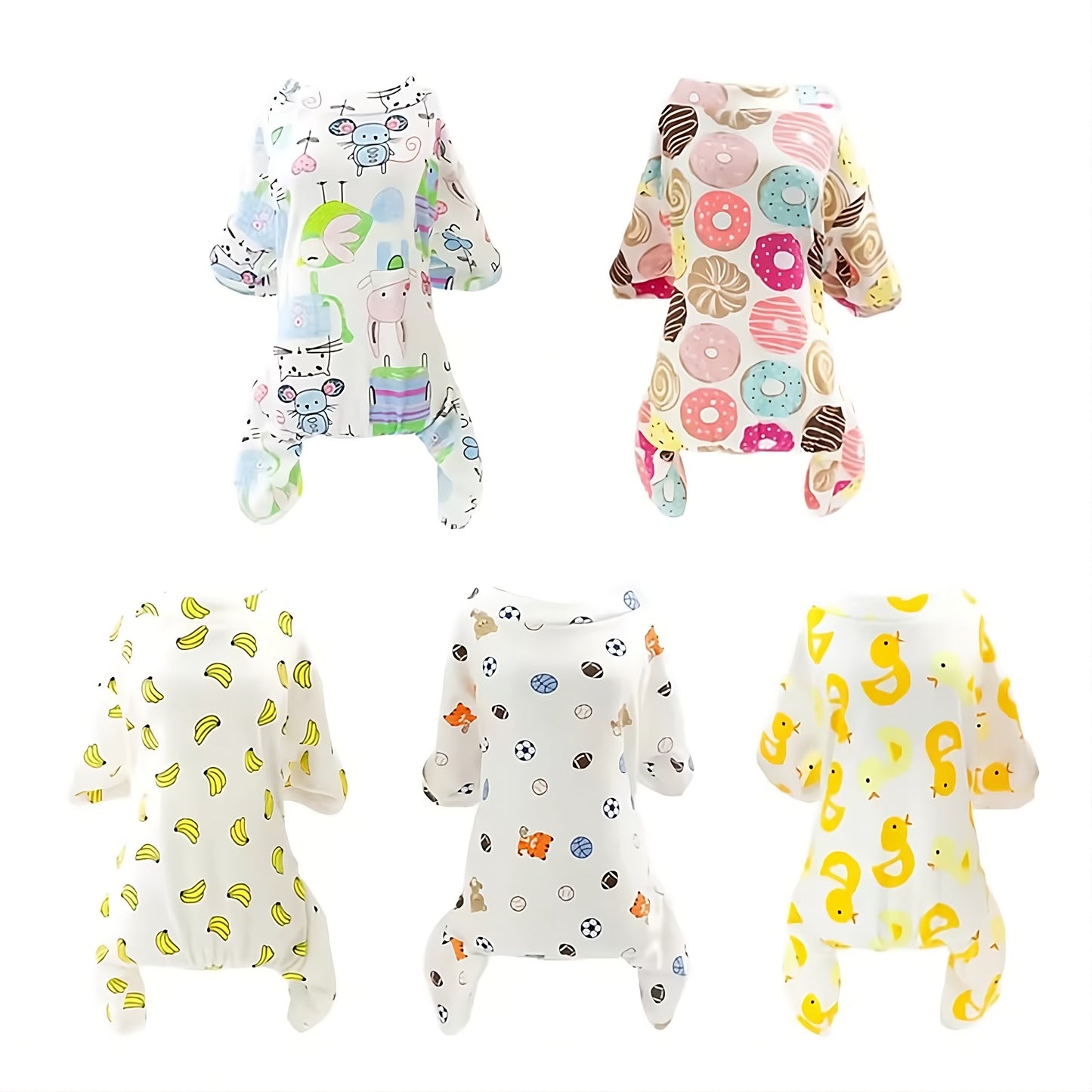 Pijamas de Algodón para Perros y Gatos con Estampados Divertidos