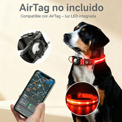 Collar Impermeable con Luz LED y Soporte para AirTag