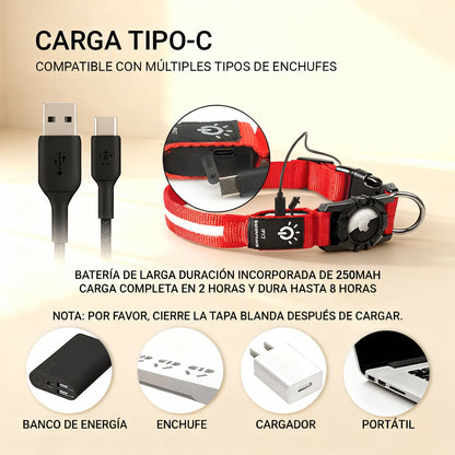 Collar Impermeable con Luz LED y Soporte para AirTag