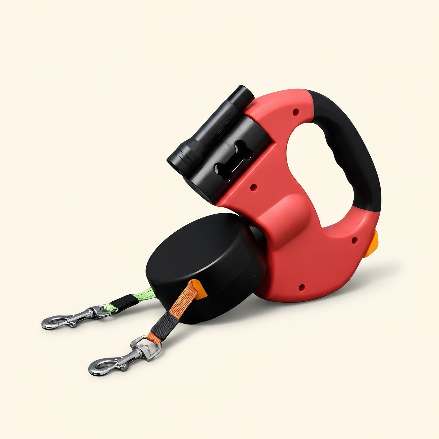 Correa doble para perros en color rojo