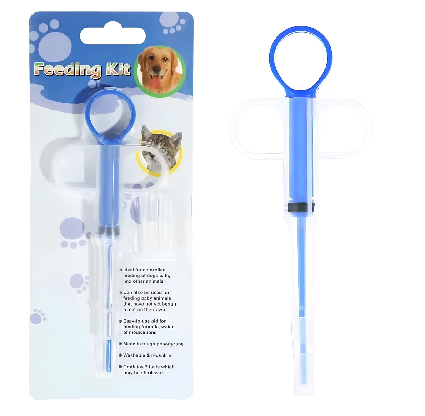 Dispensador de medicamentos para mascotas en color azul