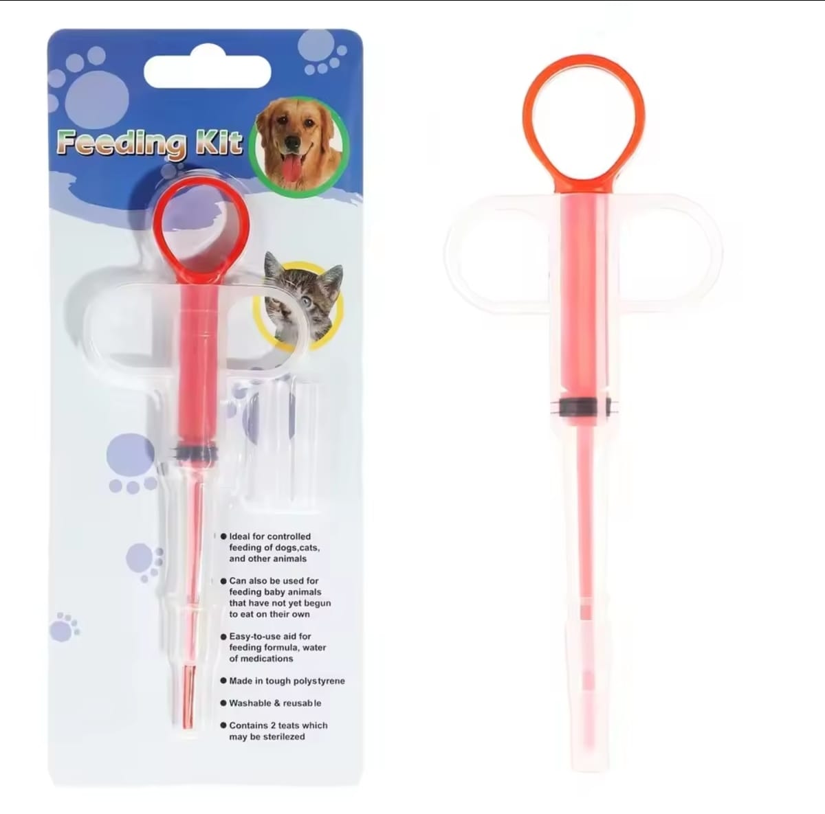 Dispensador de medicamentos para mascotas en color rojo