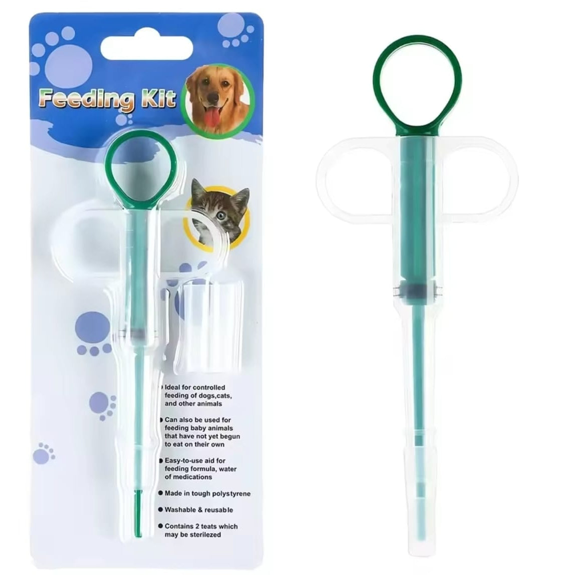 Dispensador de medicamentos para mascotas en color verde