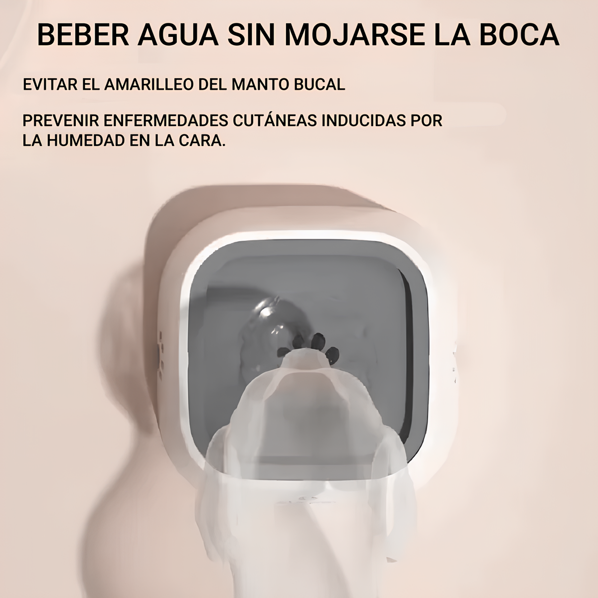 Fuente de agua flotante para perros que mantiene la boca seca al beber, evitando heridas por humedad