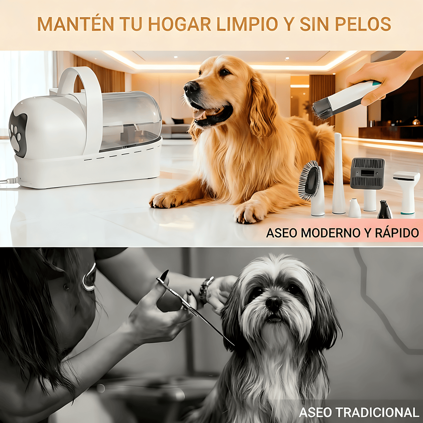 Dispositivo de Aseo para Mascotas 7-en-1 Multifuncional