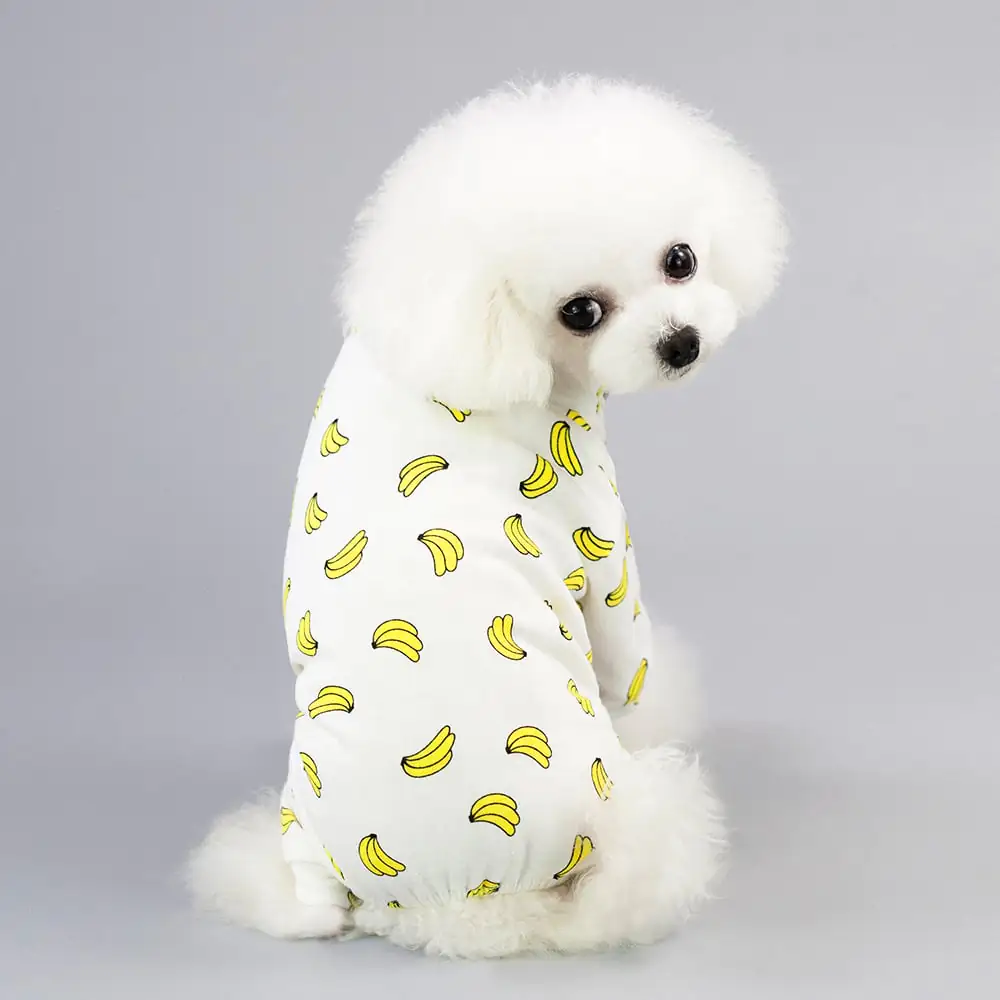 Pijama de algodón para mascotas con estampado de bananas