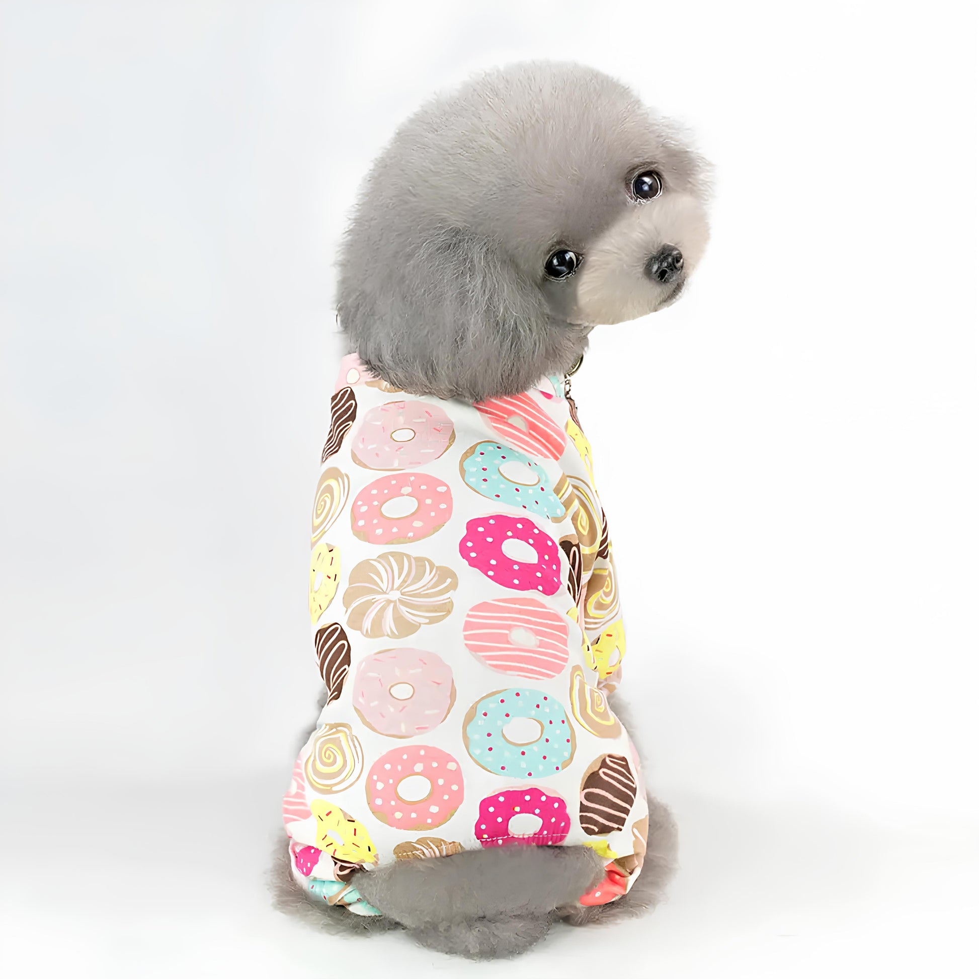 Pijama de algodón para mascotas con estampado de donuts