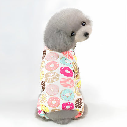 Pijama de algodón para mascotas con estampado de donuts