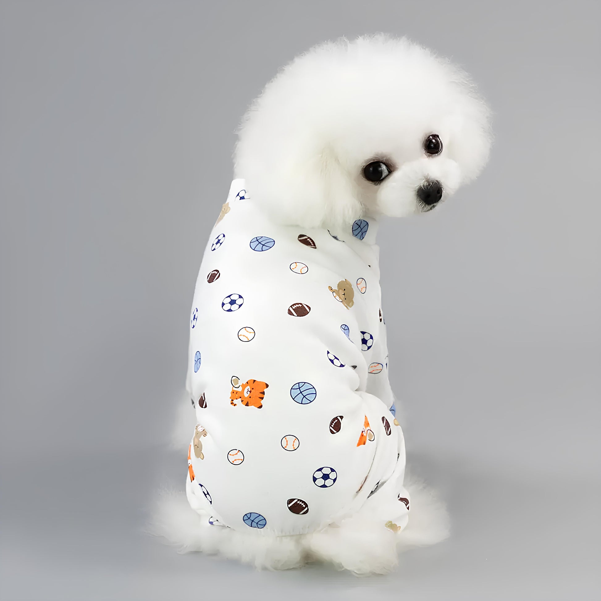 Pijama de algodón para mascotas con estampado de fútbol