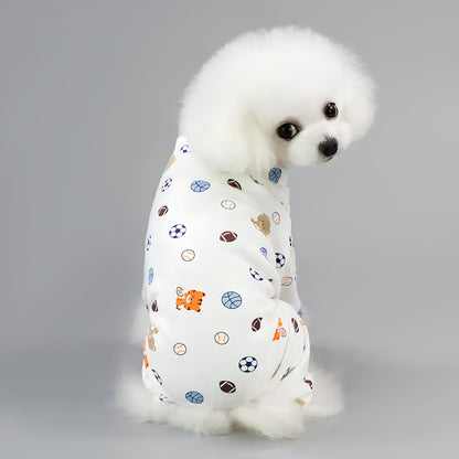 Pijama de algodón para mascotas con estampado de fútbol