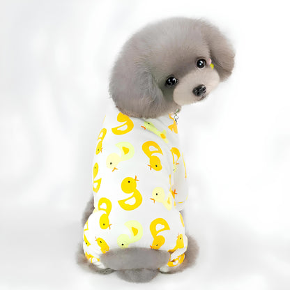 Pijama de algodón para mascotas con estampado de patos