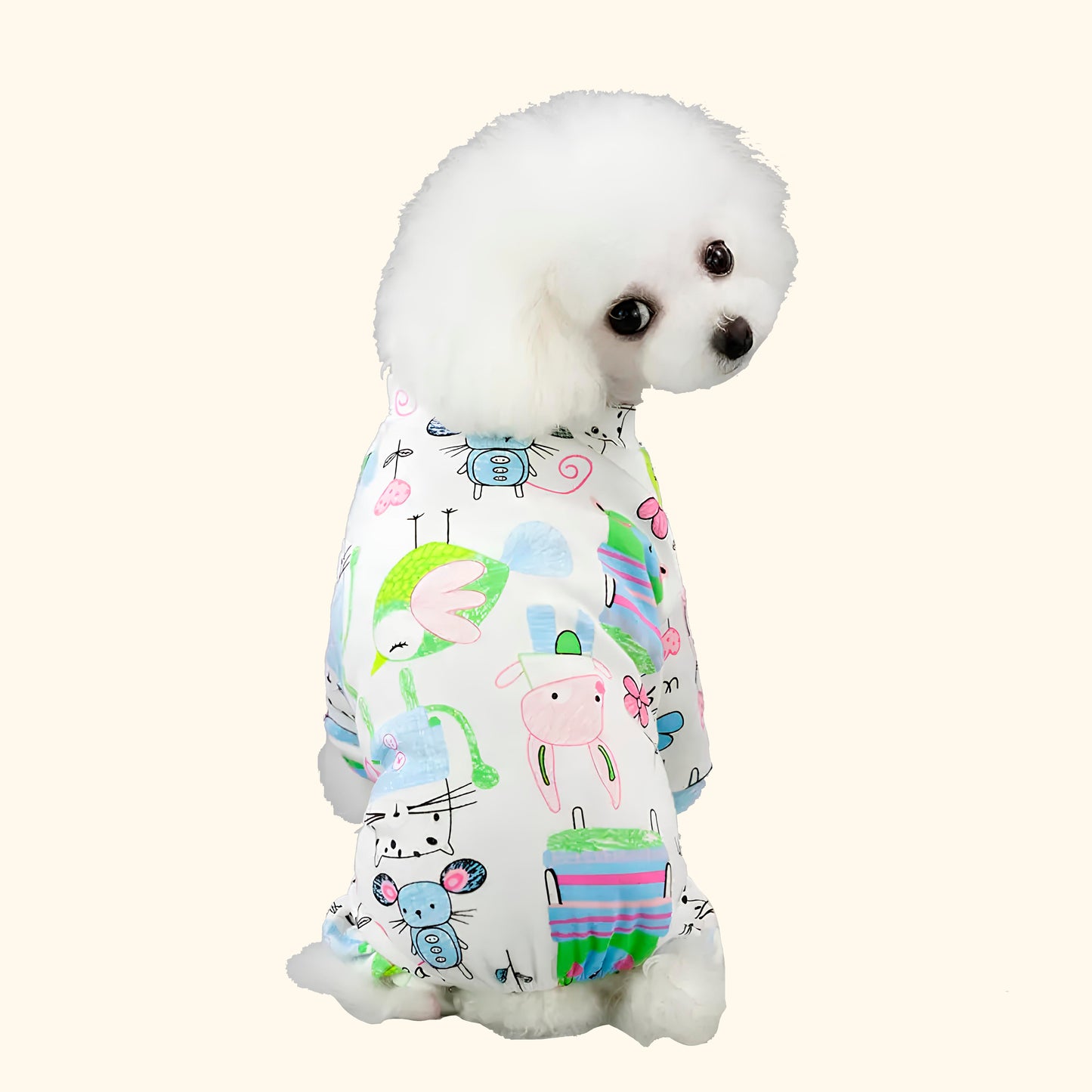 Pijamas de Algodón para Perros y Gatos con Estampados Divertidos
